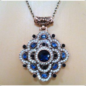 HANDCRAFTED BLUE SAPPHIRE NECKLACE TURKISH JEWELRY